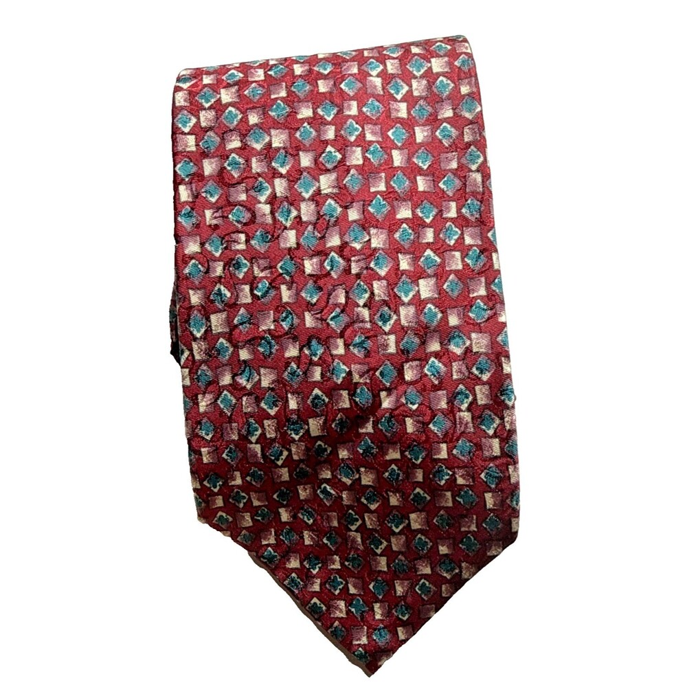 Bill Blass for The Bon Marche' Men's Silk Red & Blue Pattern 3.5" Wide 57" Long